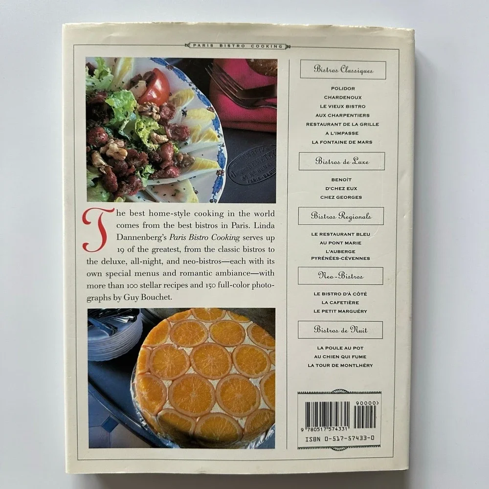 Paris Bistro Cooking Dannenberg 1991 Hardcover First Edition Clarkson Potter VG‎